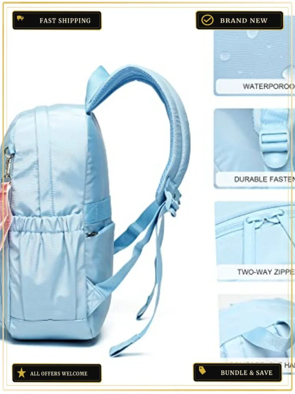 Large School Backpack for Teens & College, Water-Resistant Laptop Bookbag,